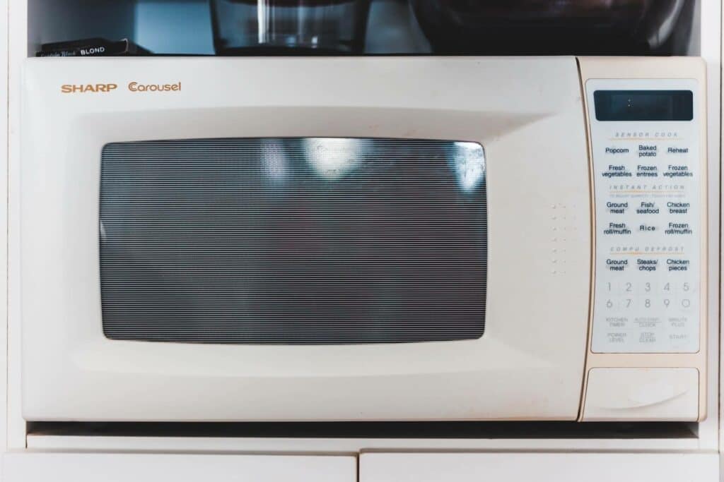 White microwave turned off