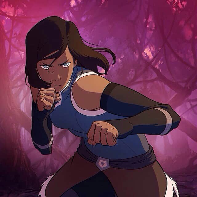 Korra from the Legend of Korra getting ready to fight