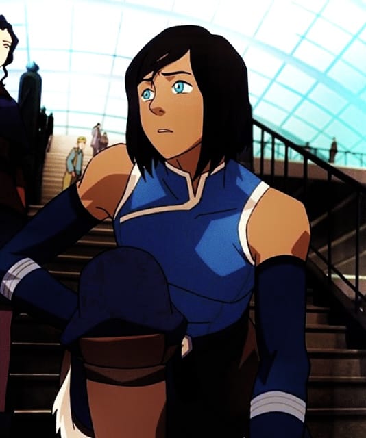 A picture of Korra in a blue suit