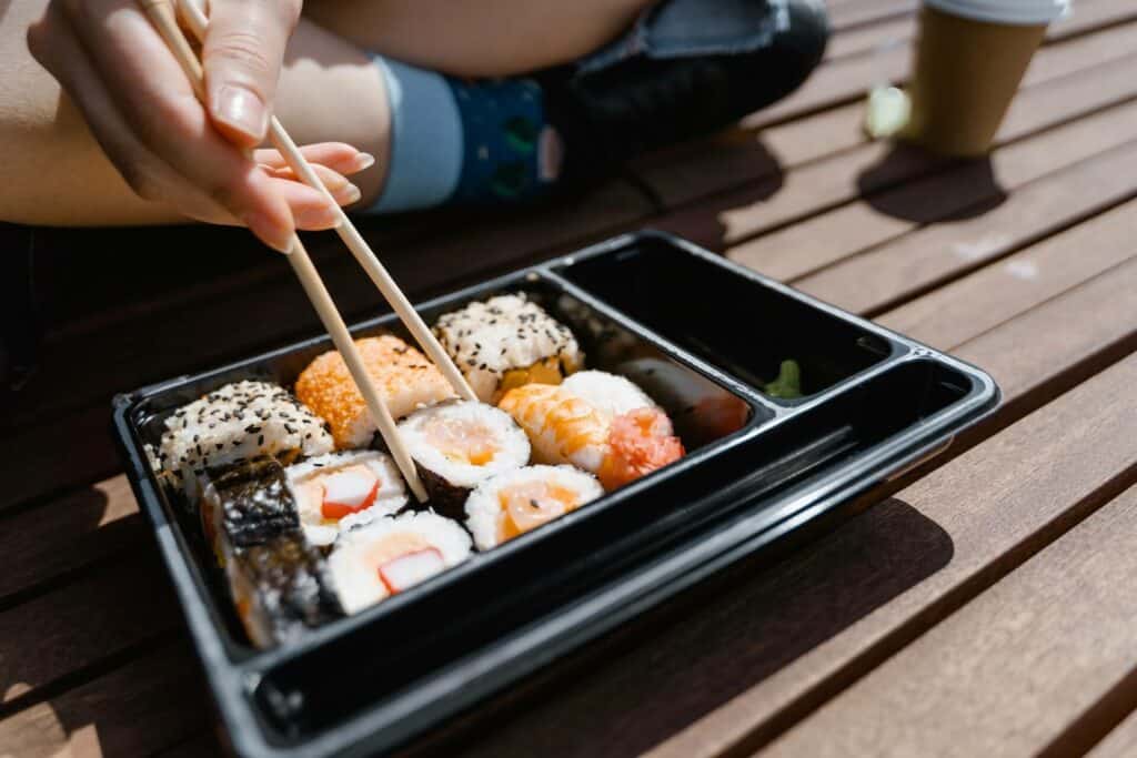 A package of different sushi