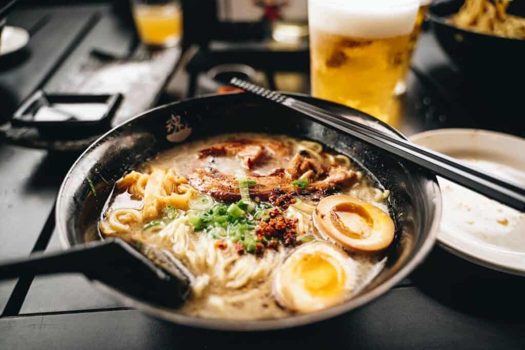 Ramen with noodles and eggs