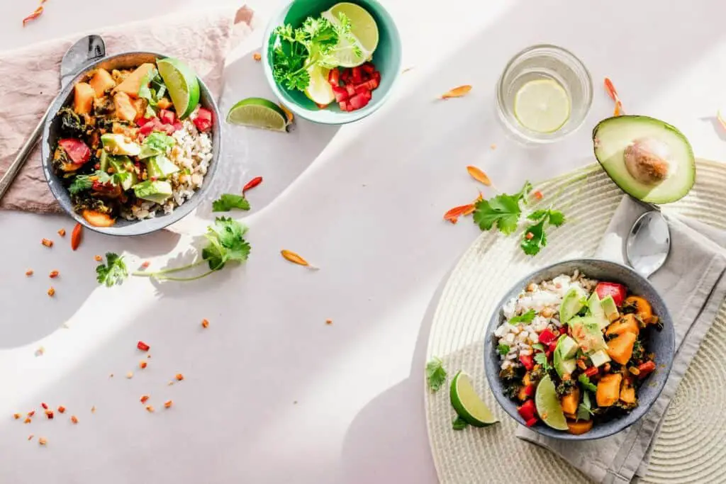 Different types of salad in bowls