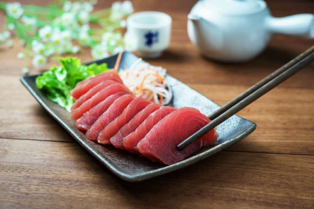 A serving of tuna sashimi