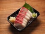A serving of yellowtail sashimi