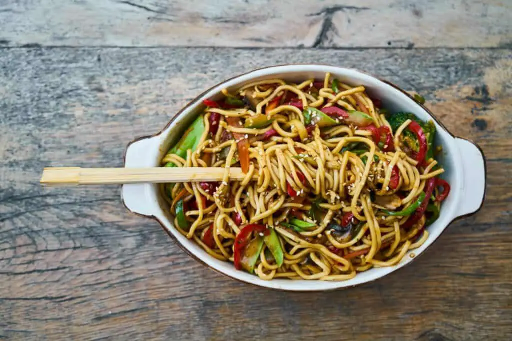 Noodles in a bowl