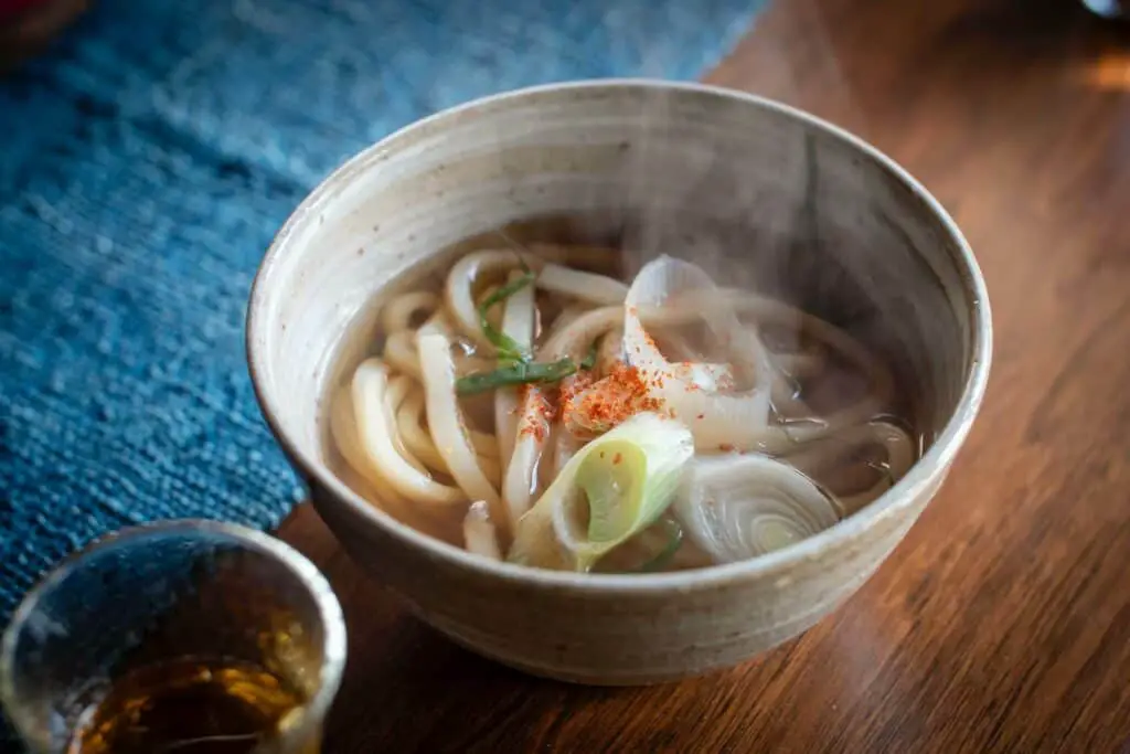 Udon soup with onions