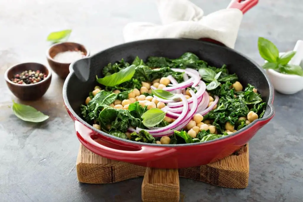 A vegan dish in a cast iron skillet
