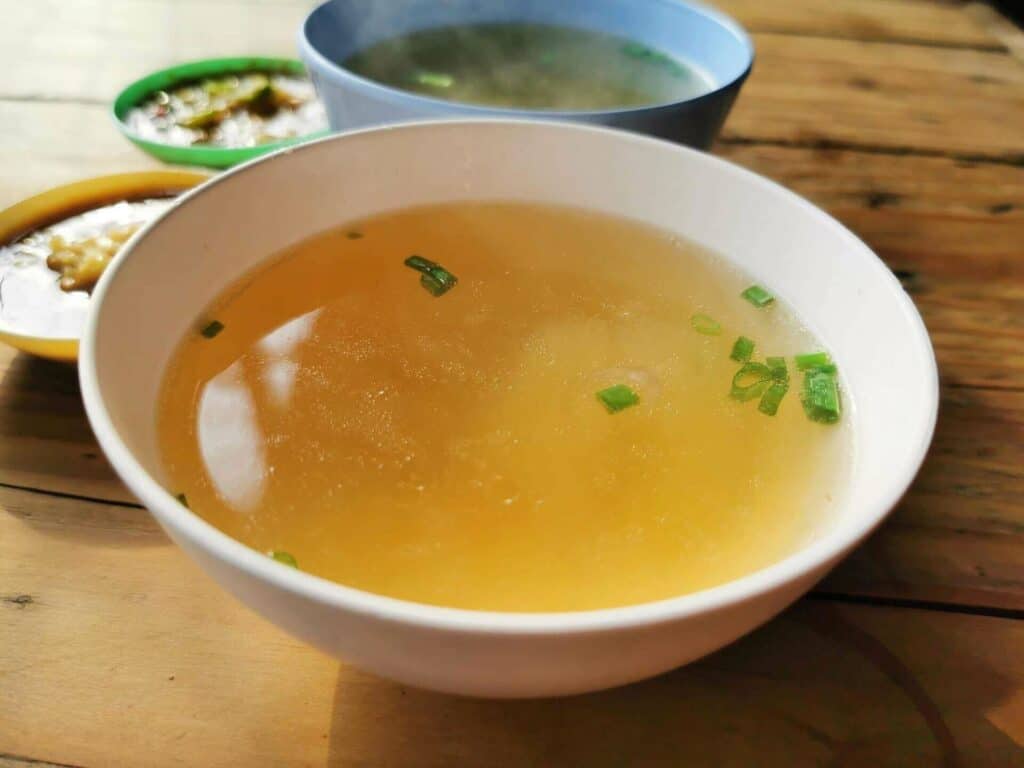 A bowl of clear Japanese soup