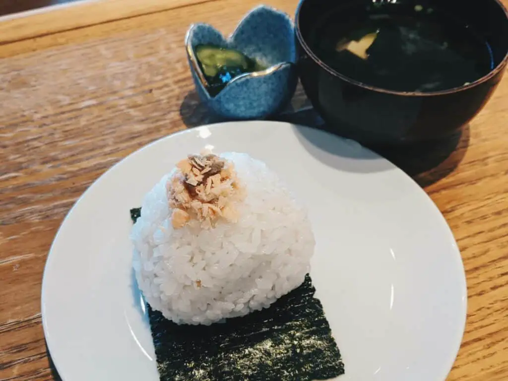 Onigiri served on a plate