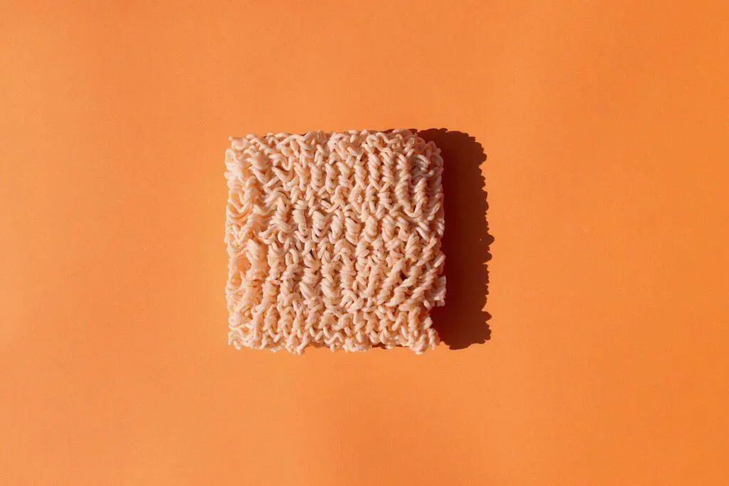 A block of instant ramen noodles 