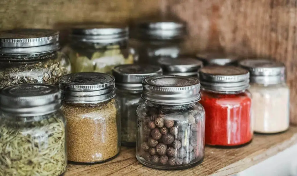 Jars with different spices
