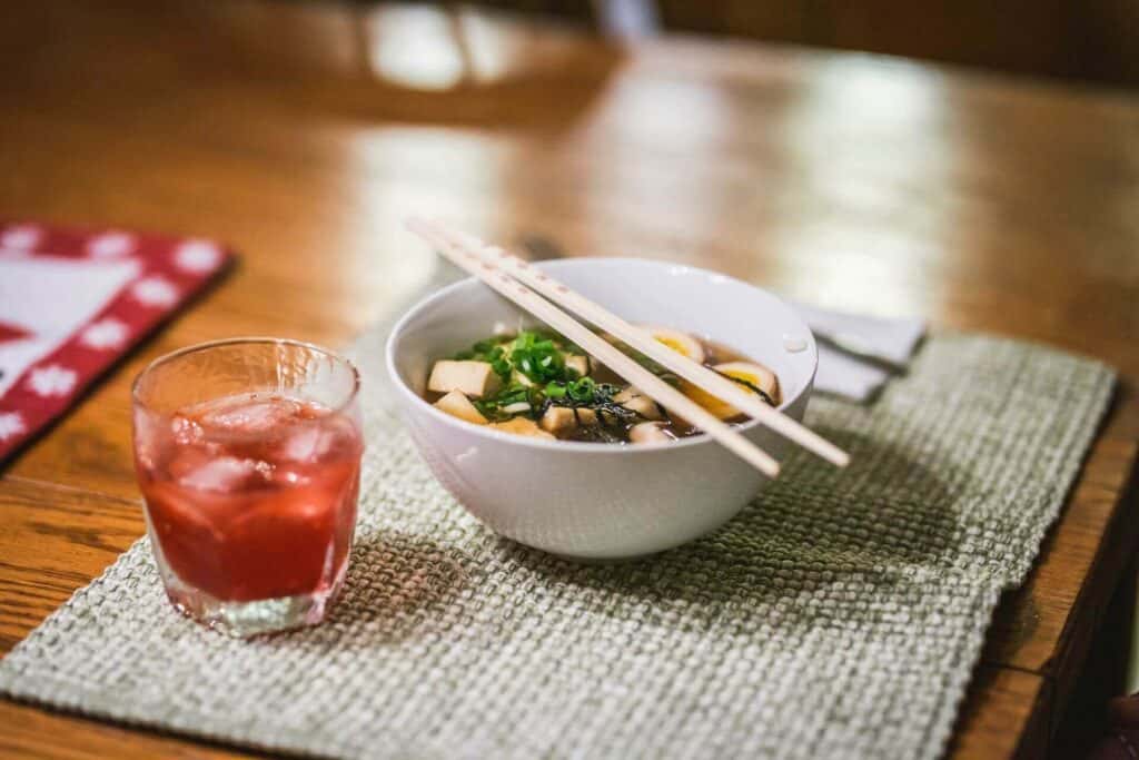 Miso soup in a bowl