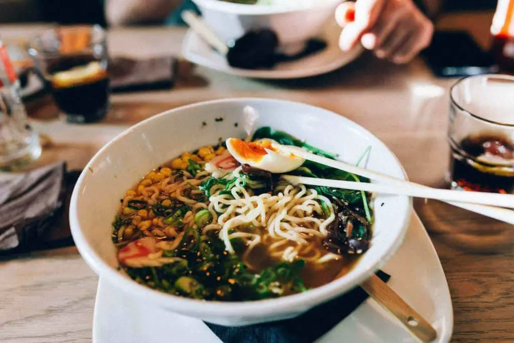 Ramen bowl with chopsticks 