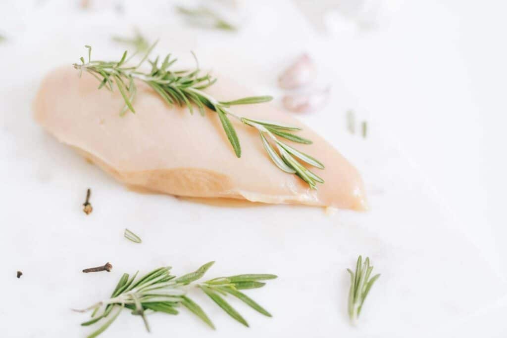 Raw chicken on a ceramic plate