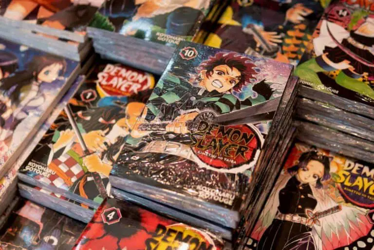 A pile of Demon Slayer comic books