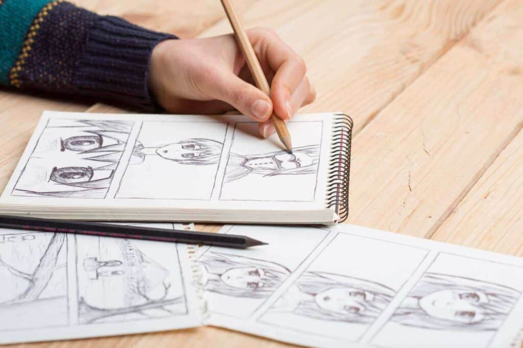 Artist drawing a comic book